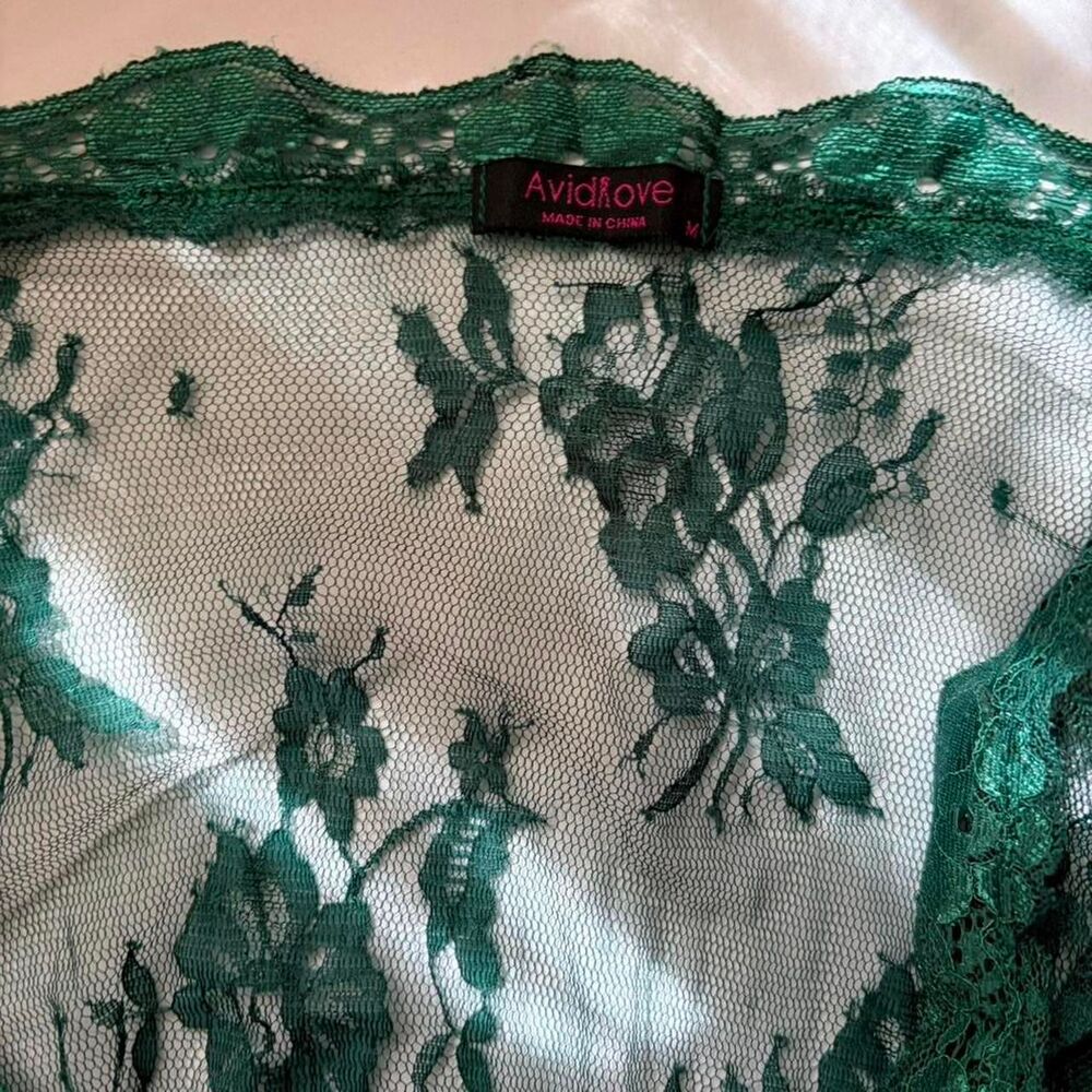 Avid Love | M — deep emerald floral lace duster - Picture 4 of 4